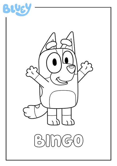 Bluey Bingo Drawing, Bluey Bingo Drawings, Bluey Bingo Painting, Bluey Bingo Crafts, Bingo From Bluey Birthday Party Theme, Bingo And Bluey Party, Bluey Birthday Party Diy, Bluey Printables, Bluey Colouring