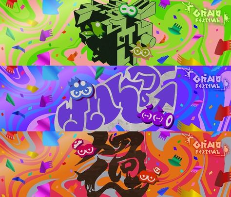 Splatoon 3 Grand Festival Banners - #splatoon3 #splatoon #splatoon3art #splatoonart #splatoonartwork #splatooncallie #splatoonmarie #splatoonpearl #splatoonmarina #squidsisters #offthehook #pearl #marina #callie #marie #shiver #frye #bigman #deepcut #splatfest #inkling #inklingboy #inklinggirl #inklings #octoling #octolinggirl #octolingboy #octolings #スプラトゥーン3 #スプラトゥーン Grand Festival Splatoon, Splatoon Banner, Splatoon Splatfest, Shiver Splatoon, Pearl Marina, Frye Splatoon, Callie Splatoon, Callie Marie, Marie Splatoon