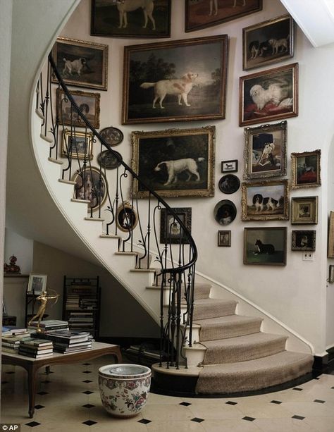 Brooke Astor | Dog Pictures                                                                                                                                                     More Dog Gallery Wall Ideas, Georgian Interiors, Interior Design Minimalist, Bold Decor, Framed Pictures, Stairway To Heaven, Spiral Staircase, Ideas Creative, Vintage Dog