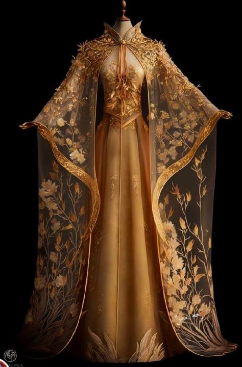 Chinese Gown, Ancient Dress, Fairytale Gown, Snowflakes Falling, Golden Dress, Fashionable Dresses, Old Fashion Dresses, Royal Dresses, Dress Design Sketches