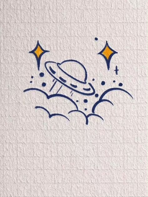 Border Design Aesthetic Drawing Easy, Easy Things To Draw In School, Space Drawing Simple, Alien Doodle Simple, Drawing Space Ideas, Easy Things To Draw Cute Simple, Cool Drawing Ideas Creative, Cute Space Drawings, Spaceships Drawing