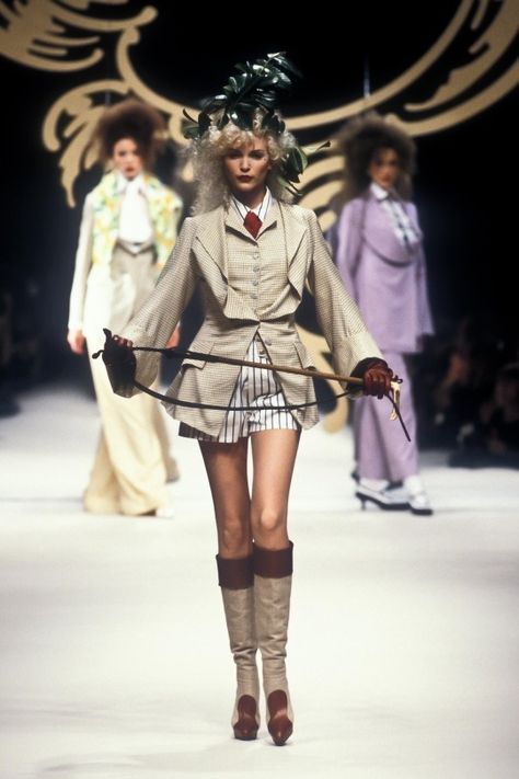 (99+) ‧₊˚ Vivienne Westwood SS95 – @archivedeluxe on Tumblr Vivienne Westwood Punk, Vivienne Westwood Fashion, Model Runway, 90s Runway Fashion, Runway Fashion Couture, Vintage Runway, Mode Inspo, New Classic, School Fashion