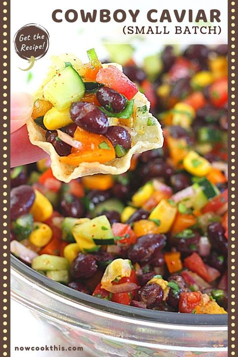 Cowboy Caviar (Small Batch) • Now Cook This! Cowboy Caviar With Jalapeno, Cowboy Caviar With Rotel, Cowboy Caviar With Italian Dressing, Party Side Dishes For A Crowd, Presentation Night, Chili Casserole, Texas Caviar, Black Beans Corn, Cucumber Salsa