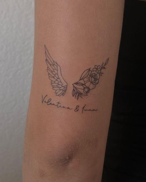 Small Tattoo For Grandparents, Grandparent Passing Tattoo, Nana And Papa Tattoos, Grandma Angel Tattoo, Passing Tattoos Grandparents, Tattoos For Lost Loved Ones Grandparents Memorial, Tattoos For Your Grandpa, Lost Grandparents Tattoo, Tattoo For Lost Grandpa