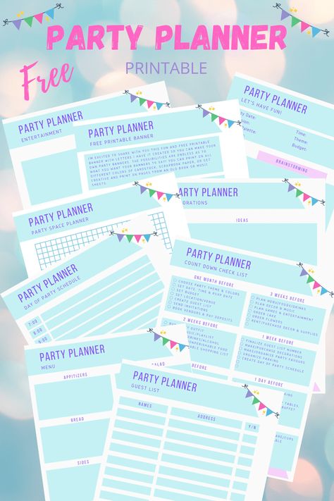 Party Planning Checklist Printable, Graduation Party Planner, Birthday Party Planner Printable, Free Printable Party Planner, Party Planner Checklist, Party Planning Printable, Party Planner Template, Birthday Party Checklist, Party Planning Business