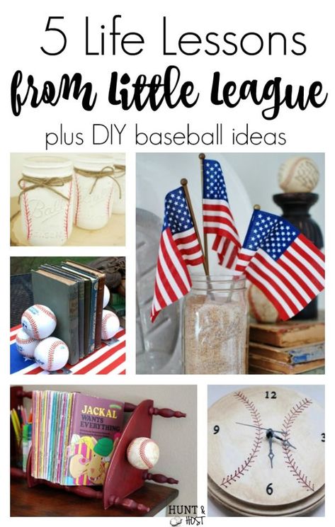 5 LIfe lessons from little league baseball plus DIY baseball decor ideas! Diy Baseball Decor, Softball Ideas, Baseball Mitt, Ty Cobb, Little League Baseball, Baseball Decor, Wood Snowman, English Decor, Funky Home Decor