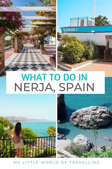 Discover the best things to do in Nerja, Spain. Local tips and advice, where to stay and day trips from Nerja | My Little World of Travelling | Things to do in Nerja | Travel guide to Nerja | What to do in Nerja | Nerja Spain | Balcon de Europa | Rio Chillar | Cuevas de Nerja | Nerja beach | Playa de Maro | Malaga Spanish Lifestyle, Andalusia Travel, Spain Road Trip, Nerja Spain, Backpacking Spain, Diner Party, Spain Trip, Spain Itinerary, Spain Culture