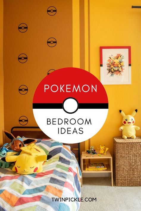 Pokemon Bed Room, Pikachu Bedroom Ideas, Pikachu Room Decor, Pokemon Room Decor Ideas, Pokemon Inspired Bedroom, Pokémon Theme Room, Pokémon Boys Room, Pokemon Bedroom Decor, Pokemon Room Ideas Bedrooms