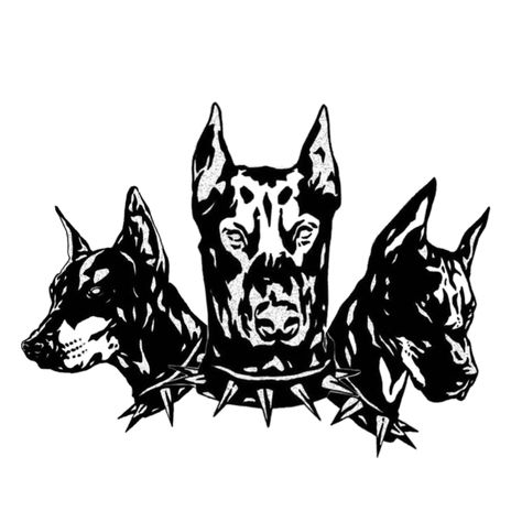 Three Doberman Tattoo, Three Headed Doberman Tattoo, 3 Headed Doberman Tattoo, Three Headed Dog Drawing, Angry Dog Tattoo, 3 Headed Dog Tattoo, Three Headed Dog Tattoo, Cerebus Dog Tattoo, 3 Headed Dog