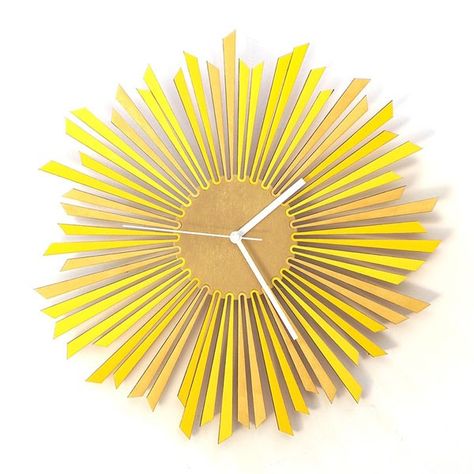 The Sun Wall Clock – yellow contemporary wooden clock Yellow Wall Clocks, Digital Wall Clock, Oversized Wall Clock, Yellow Home Decor, Modern Clock, Wood Clocks, Wooden Wall Clock, Wooden Clock, Wood Home Decor