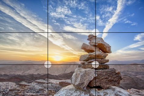 landscape photo demonstrating the rule of thirds Rules Of Thirds Photography Ideas, Rule Of Thirds Examples, Photography Composition Rules, Rule Of Thirds Photography, Composition Examples, The Rule Of Thirds, Photography Rules, Photography Ideas At Home, Rule Of Three