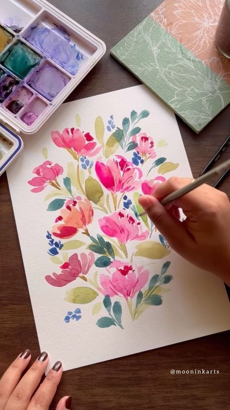 PRIYANKA | Watercolor & Gouache on Instagram: “The Meadow & Wildflowers 🌸🌷🍃🌱 . . . . Watercolor - @thoovi.arts ❤️ Brushes - @silverbrushltd @princetonbrush 🍃💜 . . . #watercolour…” Watercolor Flower Garden, Meadow Wildflowers, Gouache Flowers, Wildflowers Watercolor, Watercolour Ideas, Watercolor Gouache, Sketchbook Illustration, Watercolor Ideas, Watercolor Sketchbook