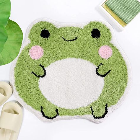 Frog Bath Mat, Frog Bathroom, Rugs Washable, Rug For Bathroom, Cute Bath Mats, Bathroom Luxury, Bathtub Mat, Punch Needle Patterns, Bathroom Floor Mat