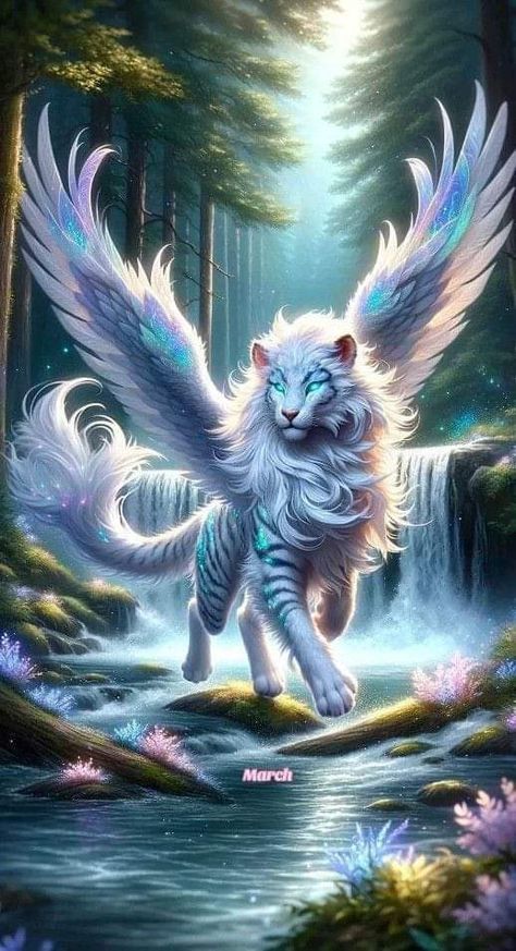 Mystic Animals, Water Creatures Mythical, Hybrid Animals Fantasy Creatures, Animal Warrior Drawing, Magic Animals, Magical Animals, Water Animals Fantasy Art, Mythical Tiger, Cat Beast Fantasy Art