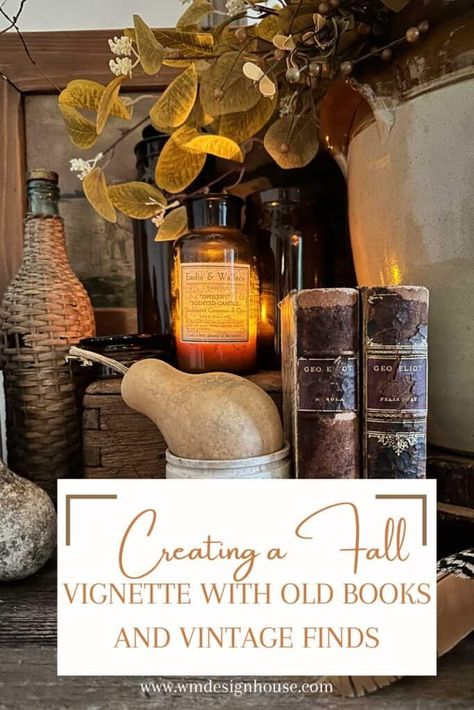 Thanksgiving Vignette, Vintage Fall Decor, Vignette Styling, Thrifted Decor, Vintage Vignettes, Fall Vignettes, Harvest Decor, English Decor, Fall Floral Arrangements