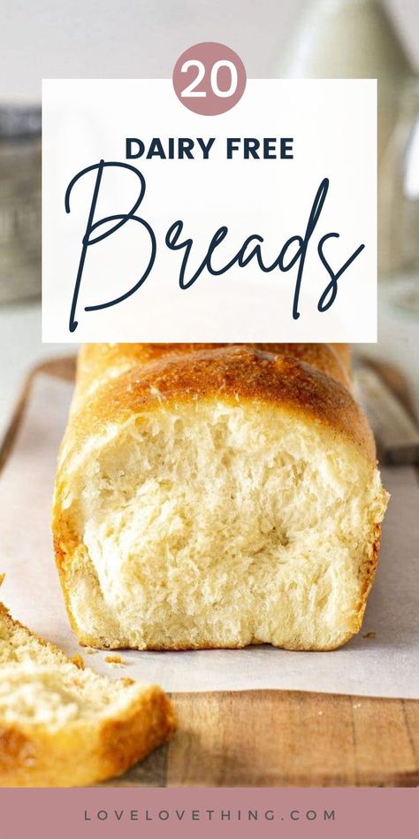 Our top picks for the best dairy free bread recipes. These recipes are great for people who can’t tolerate dairy products, or anyone who wants to avoid dairy. Dairy Free Quick Bread, Milk Allergy Recipes, Lactose Free Dairy Products, Dairy Free Biscuits, Dairy Free Bread, Yeast Free Breads, Milk Bread Recipe, Dairy Free Recipes Dinner, Dairy Free Soup