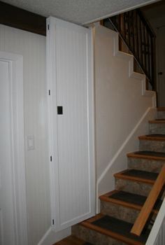 install door at bottom of stairs - Google Search Basement Stair Door Ideas, Door At Stairs, Doors For Stairs Stairways, Door For Stairs Stairways, Bottom Of Stairs Door Ideas, Short Door Solutions, Doors On Stairs, Stair Door Ideas, Staircase Door Ideas