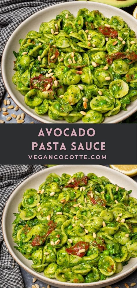 Creamy Avocado Pasta Sauce Vegan Avocado Pasta Sauce, Avocado Sauce For Pasta, Avocado Spinach Pasta Sauce, Avocado Pasta Sauce Recipes, Pasta And Avocado Recipe, High Protein Spinach Pasta, Pasta Avocado Sauce, High Protein Pasta Sauce, Avocado Cream Pasta