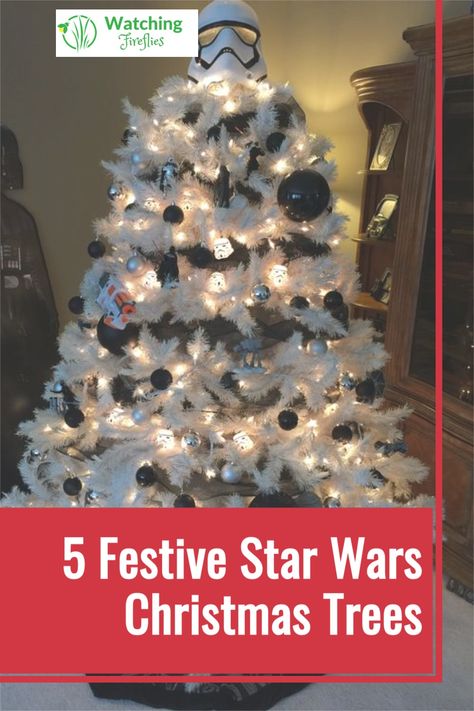 Star Wars Themed Christmas Tree, Starwars Christmas Tree Ideas, Star Wars Tree Topper, Storm Trooper Christmas Tree, Star Wars Tree Christmas, Star Wars Christmas Tree Ideas, Starwars Christmas Tree, Star Wars Tree, Star Wars Xmas