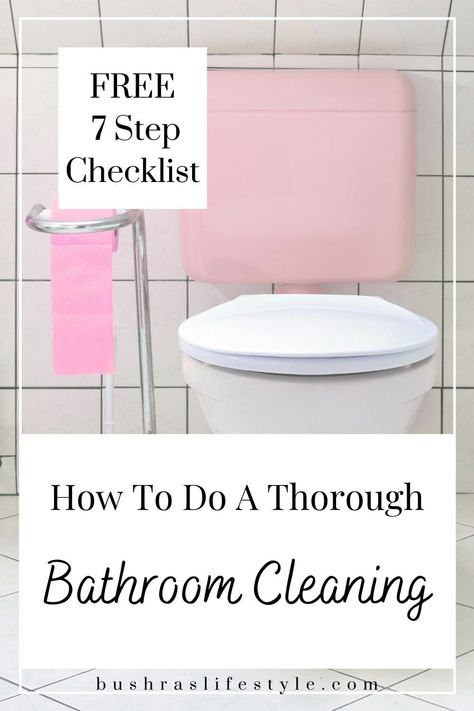 Cleaning tips and tricks.  How to do a thorough bathroom cleaning.  FREE 7 step checklist included!  #cleanbathroom #bathroomcleaning #howtocleanyourbathroom Best Way To Clean Bathroom, How To Clean Bathroom, Teen Bathroom, Bathroom Cleaning Checklist, Teen Bathrooms, Cleaning Tips And Tricks, Start Cleaning, Sunburst Mirror, Household Chores