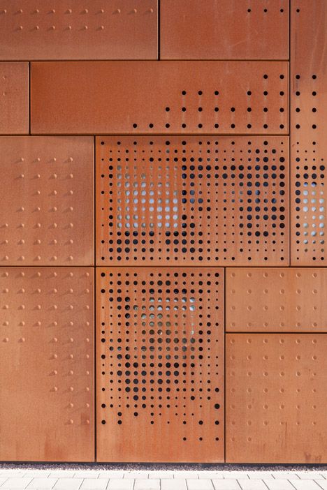 Library Bruges by Studio Farris Architects Steel Architecture, Metal Facade, Facade Material, Metal Cladding, City Library, Bruges Belgium, Steel Panels, Metal Screen, Perforated Metal