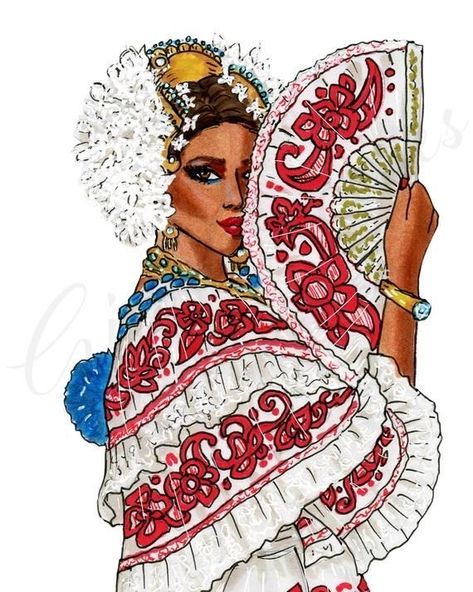 Panamá Panamanian Women, Dna Art, Diy Cross Stitch, Traditional Costume, Stylish Shirt, Art Boards, Panama, Tatting, Black Pants