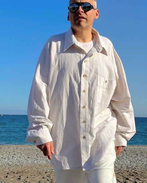 I really like our old works, time-tested works. This is one of many classic linen shirts. Distinctive features: oversized cut, button down, classic collar and cuffs. We will have a discount on these clothing models. Write comment to me to get a big time offer! #linendress #linenshirt #linenfashion White Linen Shirt Outfit Women, White Oversized Shirt Outfit, White Linen Shirt Outfit, White Shirt Outfit For Men, Linen Shirt Outfit Women, Linen Shirt Outfit, Oversized Shirt Outfit, Beach Outfit Men, Men's Summer Outfit