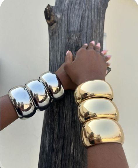 Gold Stacked Bracelets, Chunky Bangles, Arm Candies, Chunky Accessories, Chunky Jewellery, Dope Jewelry Accessories, Jewelry Product Shots, Fancy Jewellery Designs, Bold Jewelry