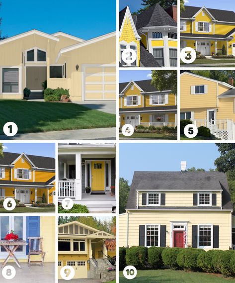 Pale Yellow Exterior House Colors, Paint Colors For Home Exterior, Yellow Exterior House Colors, Beach House Exterior Paint Colors, Hawthorne Yellow, Colors For Home, Yellow Paint Colors, Yellow Palette, Beach House Exterior