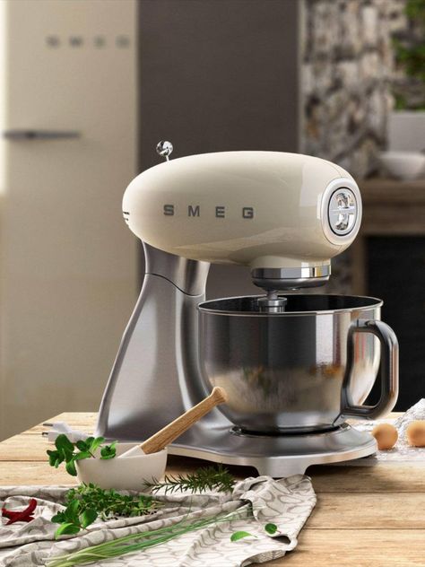 Smeg 1950's Retro Style Aesthetic Stand Mixer (Cream) Smeg Stand Mixer, Smeg Kitchen, Cream Aesthetic, Stand Mixer, Kitchen Equipment, Kitchen Aid Mixer, Retro Kitchen, Small Kitchen Appliances, Home Gadgets