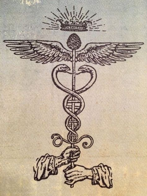 Augustus Tattoo, Hermes Tattoo, Caduceus Tattoo, Esoteric Tattoo, Manly P Hall, Medieval Tattoo, Esoteric Symbols, Alchemy Art, Alchemic Symbols