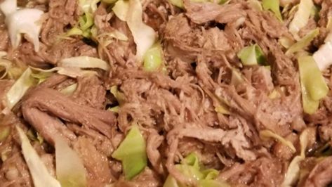 Kalua Pig in a Slow Cooker Recipe - Allrecipes.com Kalua Pork And Cabbage, Pork With Cabbage, Kahlua Pork, Luau Food, Kalua Pork, Pork And Cabbage, Hawaiian Dishes, Hawaii Food, Pacific Islands