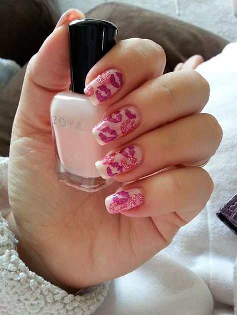 Lovely Valentine’s Day Nail Art Ideas Mermaid Effect, Valentine Nail, Kiss Nails, Valentine Nail Art, Zoya Nail, New Nail Designs, Zoya Nail Polish, Nail Designs Valentines, Valentines Day Nails