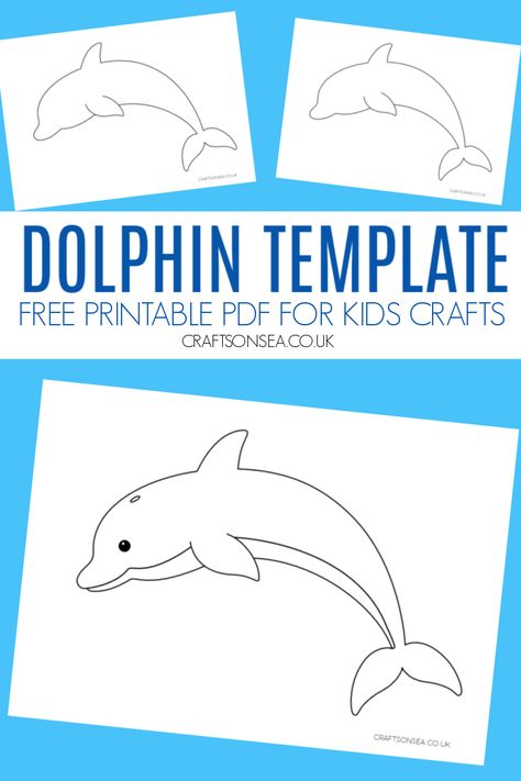 Dolphin Template: Free Printable PDF D Is For Dolphin Craft, Preschool Dolphin Craft, Dolphin Template Free Printable, Dolphin Crafts For Kids, Dolphin Template, Dolphin Crafts, Seashells Template, Jungle Vbs, Dolphin Craft