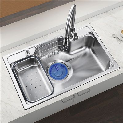 Kitchen Sink With Drainboard, New Kitchen Sink, Kitchen Sink Ideas, Contemporary Kitchen Sinks, Korean Kitchen, Modern Kitchen Sinks, Separate Kitchen, Drainboard Sink, Sink Ideas