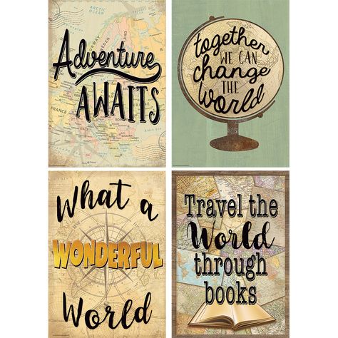 Travel Classroom, Map Bedroom, Motivational Bulletin Boards, Travel Display, Travel Theme Classroom, Map Ideas, Library Themes, Map Posters, Class Theme