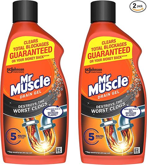 Mr Muscle Drain Unblocker, Sink & Drain Cleaner, Heavy Duty Drain Gel, 2 x 500 ml : Amazon.co.uk: Grocery Sink Drain Cleaner, Mr Muscle, Skin Burns, Muscle Power, Clogged Drain, Drain Cleaner, Hair Removal Cream, Soap Scum, Sink Drain