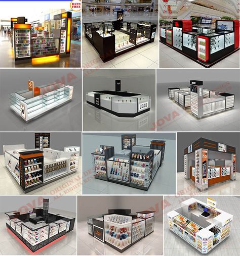 View the mobile phone kiosk projects made by JOVA DISPLAY FURNITURE Mobile Accessories Shop Design, Phone Accessories Shop Design, Phone Shop Design, Kiosk Design Ideas, Office Reception Table Design, Cell Phone Kiosk, Phone Kiosk, Mobile Accessories Shop, Mobile Kiosk