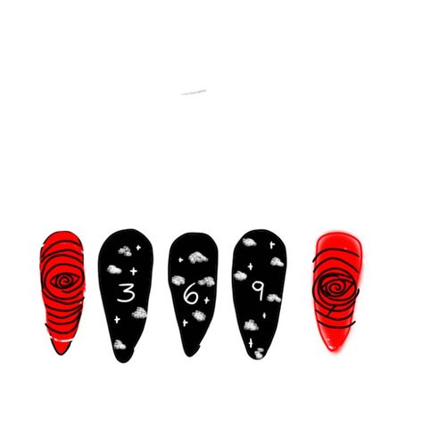 Faith in the future. Red & black. 369 mysterious number Faith In The Future Nails Ideas, Faith In The Future Nails, Aestethic Nails, Future Nails, Concert Nails, Ideas Uñas, Faith In The Future, Nails Aesthetic, Concert Fits