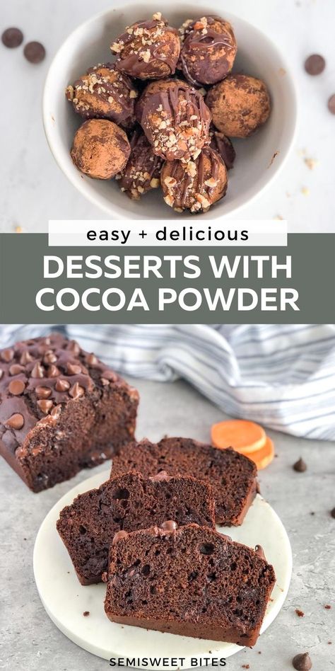 Quick Cocoa Powder Desserts, Cocoa Powder Recipes No Bake, Unsweetened Cocoa Powder Recipes, Coco Powder Easy Recipe, Desserts Cocoa Powder, Easy Cocoa Powder Recipes, Chocolate Powder Recipes, Recipes Using Cocoa Powder, Desserts With Cocoa Powder