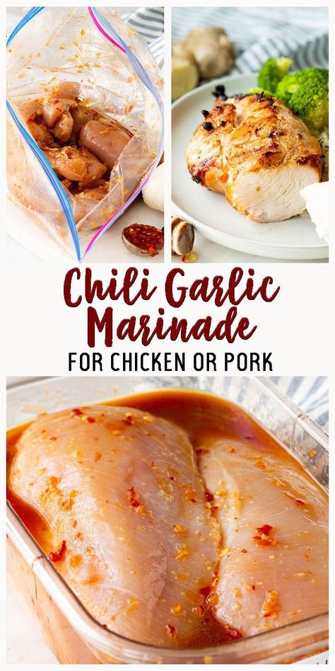 Chili Garlic Marinade: A tasty marinade that is packed with mouth watering Asian infused flavor. Easy Asian Marinade For Chicken, Vinegar Based Chicken Marinade, Asian Chicken Marinade Baked, Chicken Marinade Balsamic, Versatile Chicken Marinade, Baked Meats, Veggie Lettuce Wraps, Garlic Chicken Marinade, Meat Marinades