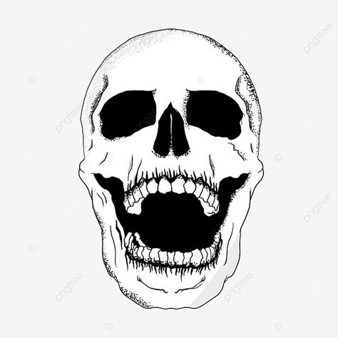 Skull Open Mouth Drawing, Skull Open Mouth, Open Mouth Drawing, Drawing Mouth, Skull Template, Teeth Illustration, Screaming Skull, Skull Icon, Cartoon Skull