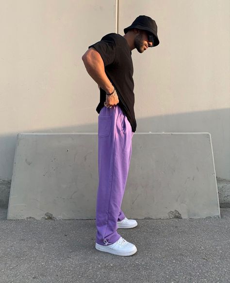 Purple Outfits For Men Casual, Men’s Purple Outfit, Purple Outfits For Men, Mens Purple Outfit, Men Purple Outfit, Purple Men Outfit, Purple Streetwear Outfit, Aesthetic Purple Outfits, Purple Outfits Men