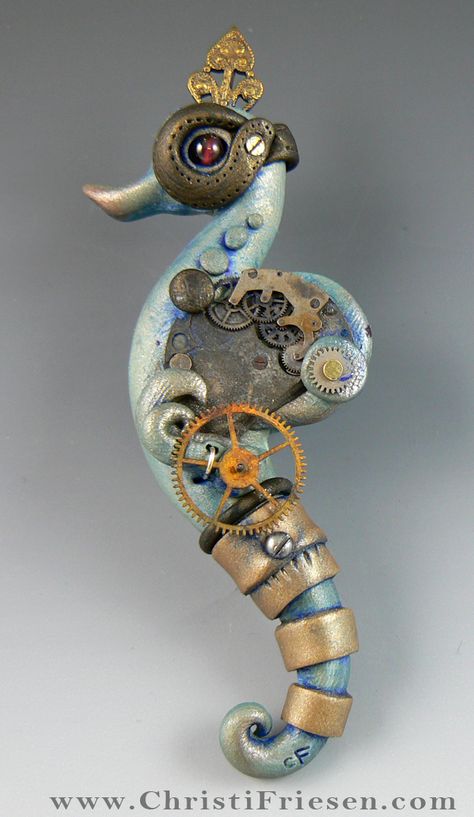 Difference Engine, Polymer Clay Steampunk, Steampunk Diy Crafts, Seahorse Jewelry, Steampunk Animals, Steampunk Items, Steampunk Aesthetic, Steampunk Crafts, Steampunk Diy