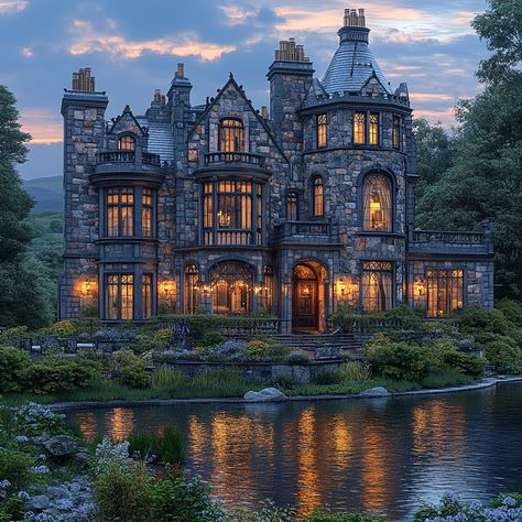 Immerse yourself in the grandeur of a Gothic Revival-style Castle in the Scottish Highlands, 15,000 sqft. Cool color grading under the golden hour balances medieval charm with Highland tranquility. Let this AI creation inspire your castle dreams and Gothic design aspirations. Can you feel the allure of the Scottish Highlands or the nostalgia of historic architecture? Share your thoughts! 🏰🌄 #DreamHomeInspiration #LuxuryInteriors #GothicRevivalStyle #ScottishHighlands #LuxuryLiving #LuxuryDesign #LuxuryLifestyle #HomeGoals #InspiringHomes #LuxuryTravel #CastleLiving Medieval Mansion, Gothic Castles, Castle House Design, Gothic Castle, Historic Architecture, The Golden Hour, Gothic Revival, Gothic Design, Castle House