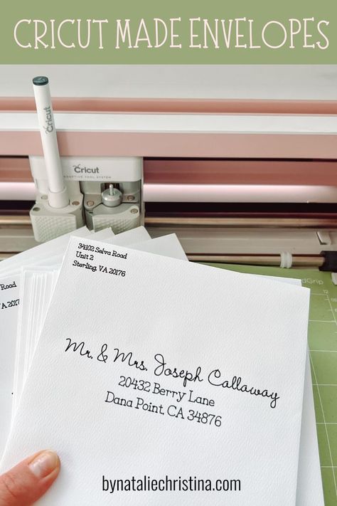 Address Envelopes With Cricut How To Address Envelopes, Address Wedding Invitations, How To Make Invitations, Address Envelopes, Cricut Hacks, Addressing Wedding Invitations, Cricut Wedding, How To Make An Envelope, Wedding Address