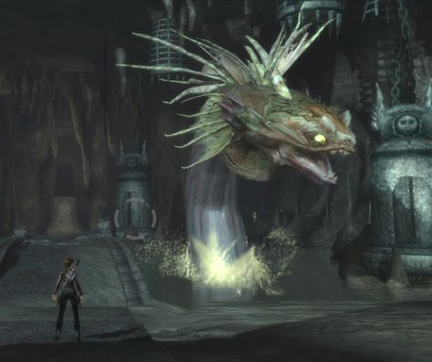 The Sea Serpent is a boss that appears in Tomb Raider: Legend. It is a gigantic serpent-like creature that dwells underwater. Lara Croft - Tomb Raider Lara Croft Legend, Tomb Raider Legend, Tomb Raider Lara Croft, Sea Serpent, Lara Croft Tomb, Game Inspiration, Lara Croft, Tomb Raider, Action Adventure