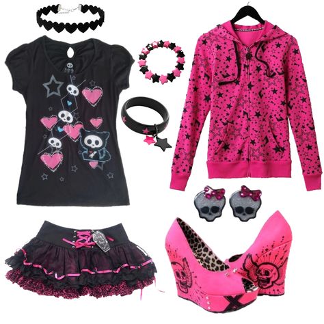 Pink Scene Fashion, Summer Scene Outfits, Pink Scene Outfits, Slay Clothes, Warped Tour Outfit, Scene Girl Outfits, Scene Skirt, Scene Fits, Pink Jeans Outfit