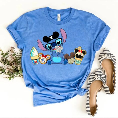 Stitch Snacks, Disney Snacks Shirt, Disney Snack Shirt, Stitch Disney Shirt, Here For The Snacks Disney Shirt, Summer T-shirt With Cartoon Print For Disney Trips, Stitch Shirts, Disney Style T-shirt With Cartoon Print For Disney Trips, Bounding Outfits