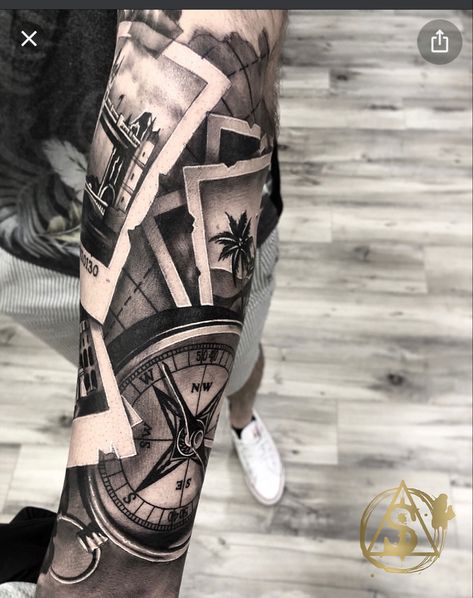 Clock Tattoo Sleeve, Space Tattoo Sleeve, Portrait Tattoo Sleeve, Nautical Tattoo Sleeve, Tattoos For Dad Memorial, Tiger Tattoo Sleeve, Bird Tattoo Wrist, Full Leg Tattoos, Cool Tattoo Drawings